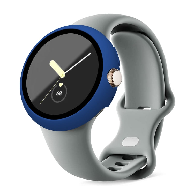 Frosted PC Frame Tempered Film Integrated Watch Protective Case, For Google Pixel Watch