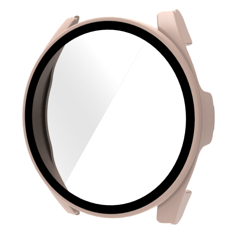 Pink 9H tempered glass protective watch case with integrated bezel for smartwatch