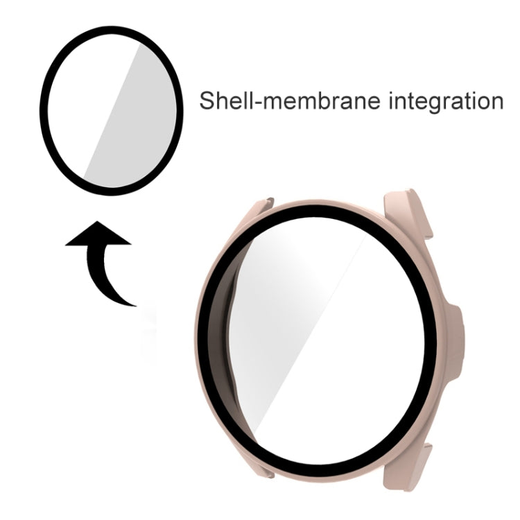 Integrated protective watch case, beige frame with clear 9H tempered glass screen cover