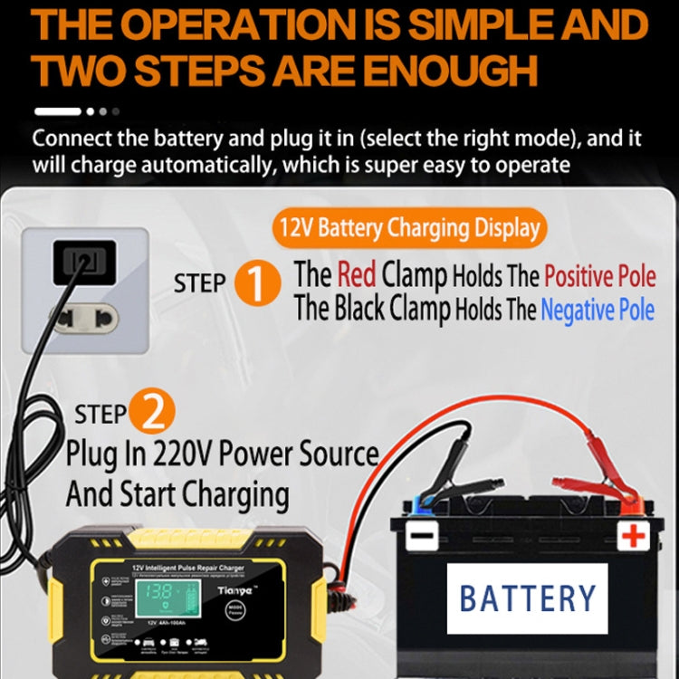 Battery charger with LCD screen and charging instructions for simple operation
