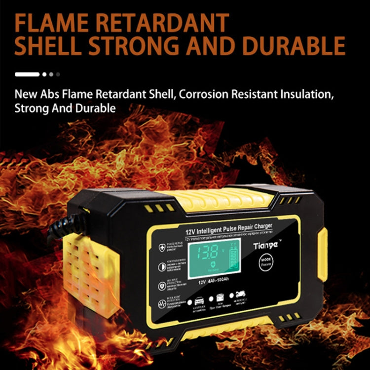 Flame-retardant battery smart charger with LCD screen and durable yellow housing