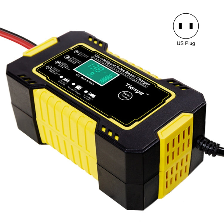 Motorcycle and car battery smart charger with LCD screen and US plug