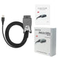 USB OBD2 diagnostic adapter with cable and product box packaging
