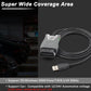 Grey USB OBD2 diagnostic adapter with long black cable and USB plug