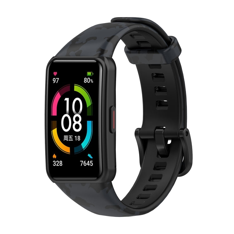 Camouflage grey silicone watch band with smartwatch clasp and holes