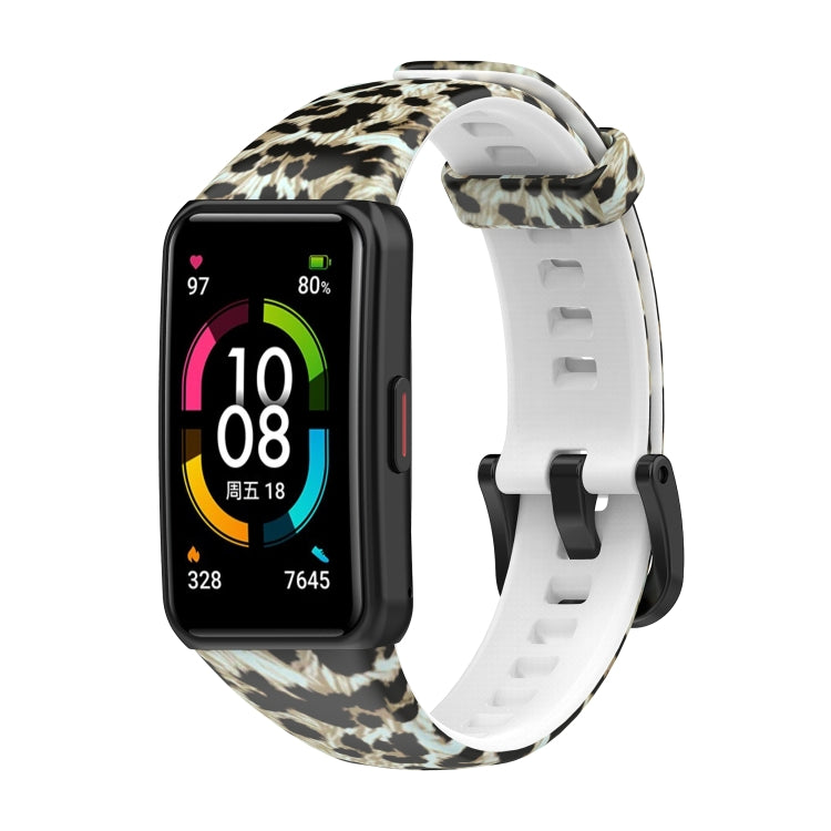 Silicone watch band for Honor Band 7, leopard-print pattern