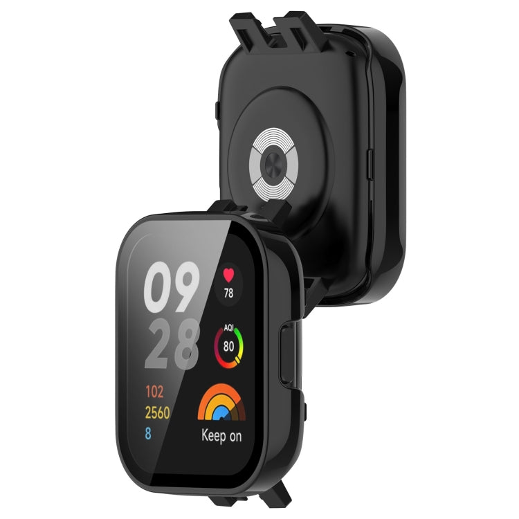 Black dual-layer tempered film watch protective case with access cutouts