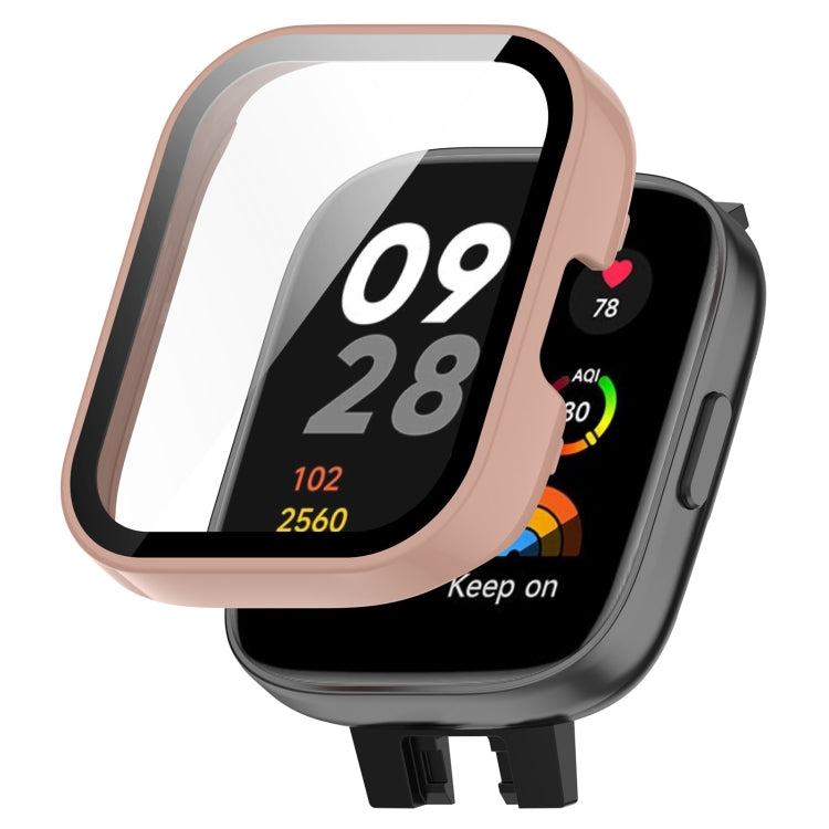 Pink integrated tempered film watch protective case for Redmi Watch 3