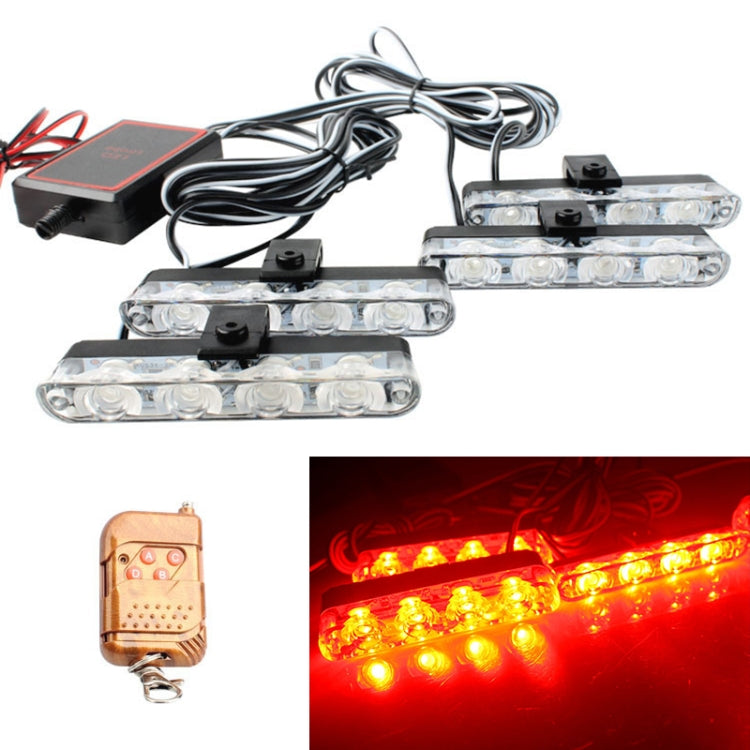 LED warning light bars glowing red and yellow with wireless remote controller
