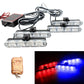 LED warning light bars glowing red and blue with wireless remote controller