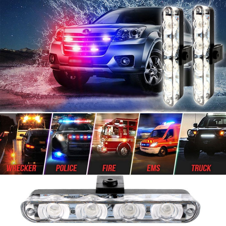 Car LED strobe grille lights with multiple clear lens lamp units and flash effects