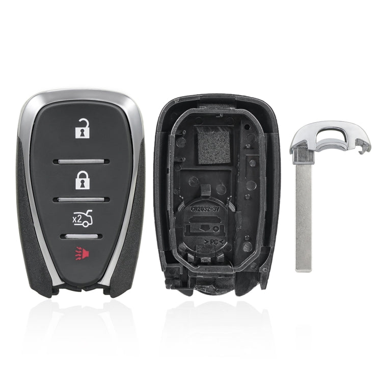 Car key fob remote shell with button panel, open case, and metal key blade