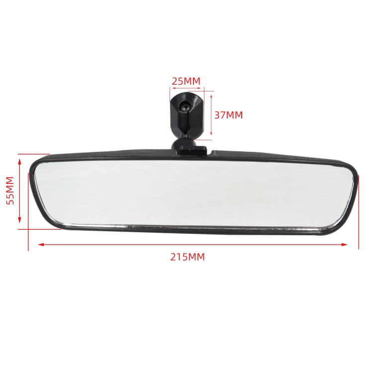 8-inch auxiliary rearview mirror, 215 x 55 mm overall size; 25/37 mm mount