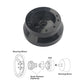 Black steering wheel hub adapter housing with center spline and bolt hole pattern