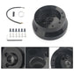 Black steering wheel hub adapter kit with wiring, screws, and front spline view
