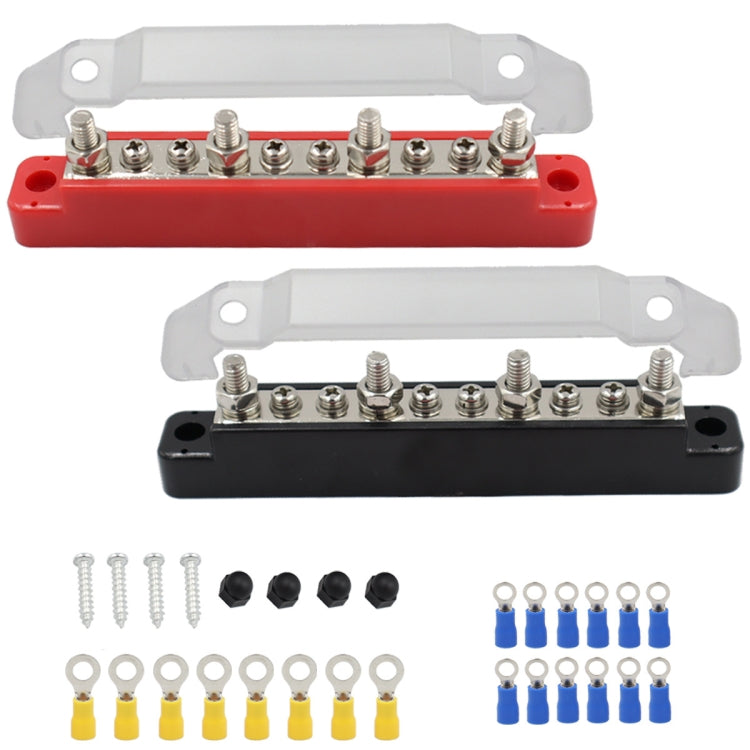 Set of two power terminal blocks with stud posts and included screws and ring connectors