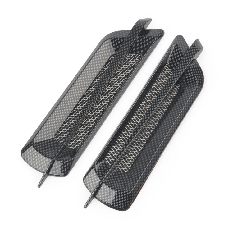 Carbon pattern hood air intake decorative stickers with mesh vents, two-piece set
