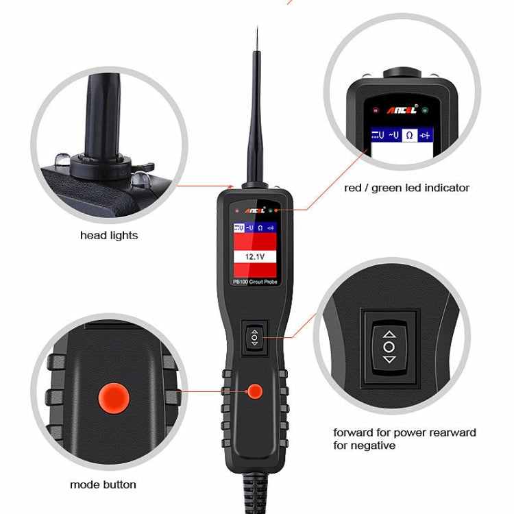 Ancel car circuit tester probe with LCD screen and mode button