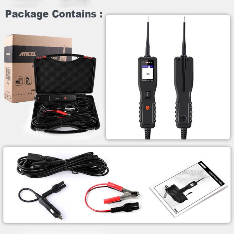 Ancel car circuit tester kit with handheld probe and battery clip leads