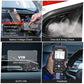 Handheld Ancel car diagnostic scanner showing on-screen test menus and keypad