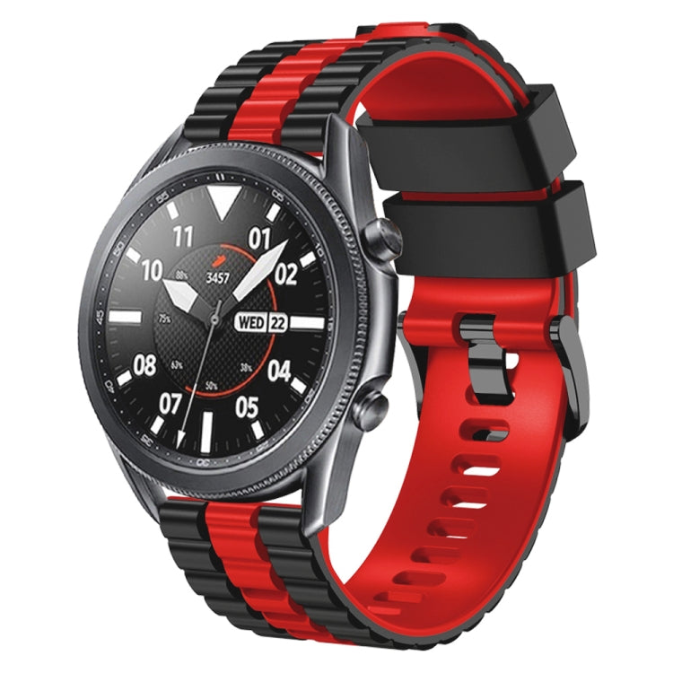 Two-tone silicone watch band with red strap and black dial, 22mm wide