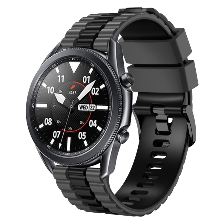 Two-tone silicone watch band with black strap and dark dial, 22mm wide