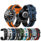 Assorted 22mm two-color silicone watch bands in multiple colorways, side view