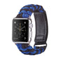 Blue and black paracord hook-and-loop nylon watch band with looped weave