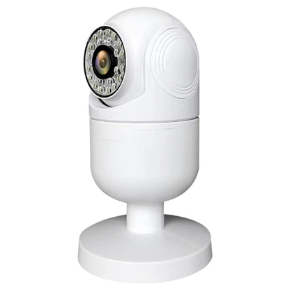 White indoor PTZ security camera with dome lens and round base stand