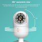 White indoor PTZ security camera with panoramic motion arrows overlay
