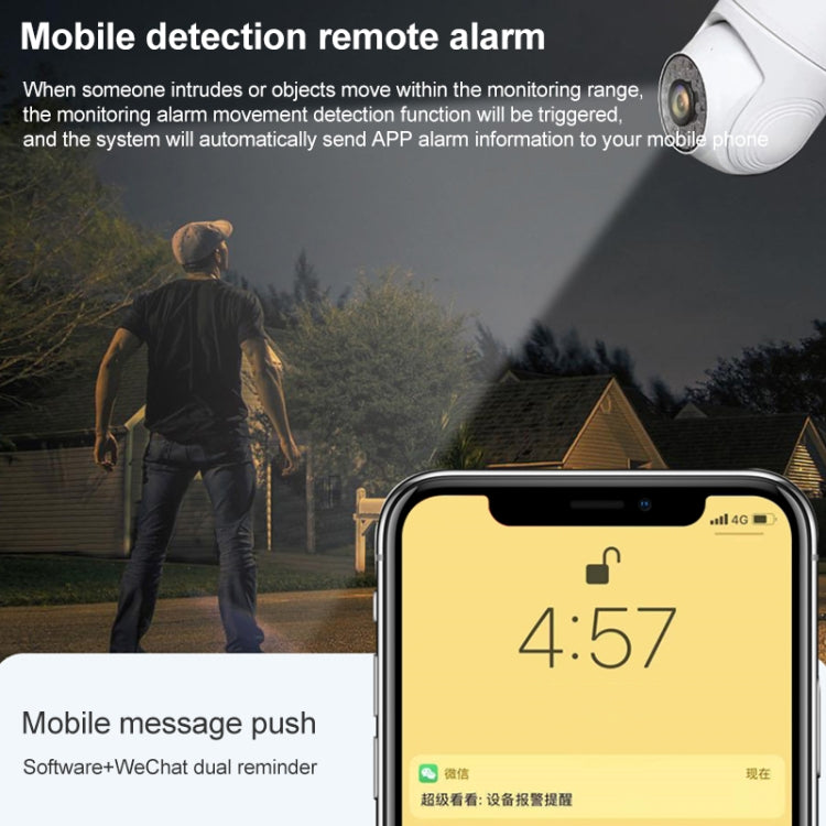 Indoor security camera mobile alarm concept graphic with smartphone notification