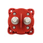 Red battery power off switch back plate with two stud terminals and screws