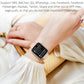 Black smartwatch with square screen and silicone band, shown on wrist
