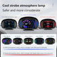 Car HUD OBD LCD instrument display showing multiple lighting theme styles in blue, red, and pink