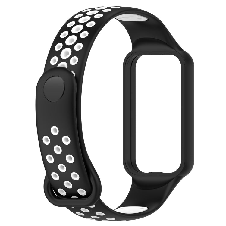 Two-color breathable silicone watch band, black with white dot-pattern holes