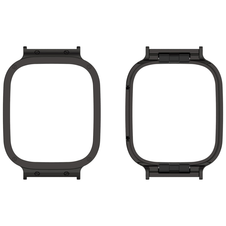Metal watch protective case frame in black, for smartwatch screen