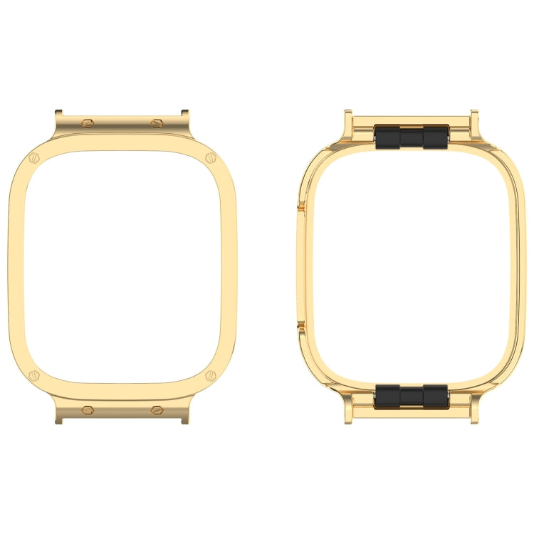 Gold metal watch protective case frame with black bezel inserts