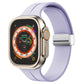 Silicone watch band with magnetic fold clasp, lavender strap with metal clasp