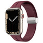 Wine purple silicone watch band with magnetic fold clasp for Apple Watch, side view.