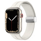 Silicone watch band with magnetic fold clasp, white strap and metal clasp