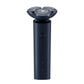 Blue electric shaver with dual circular foil heads