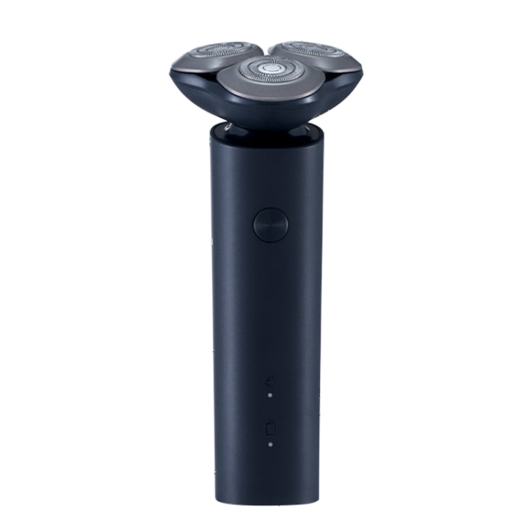Blue electric shaver with dual circular foil heads