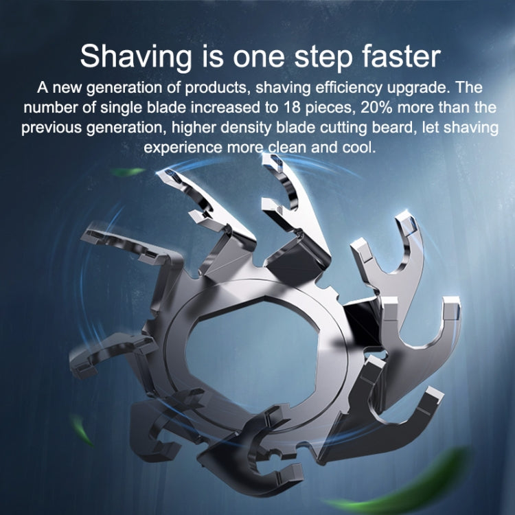 Electric shaver internal cutter ring with multiple blades detail