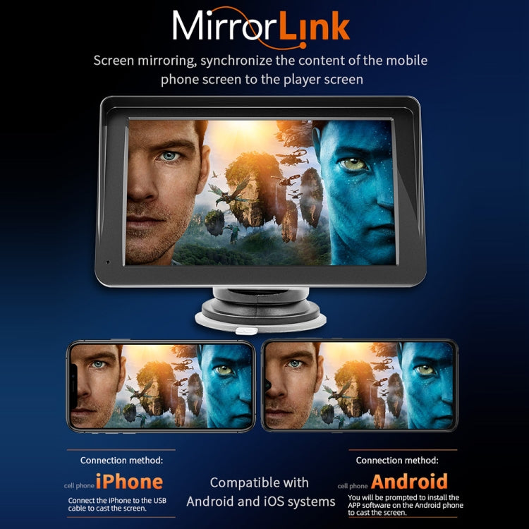 Car media player with mirrorlink screen content and compact stand