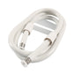 White flexible shower hose with metal connectors and hose support rings