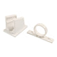 White wall bracket and hose holder parts for flexible shower pipe installation