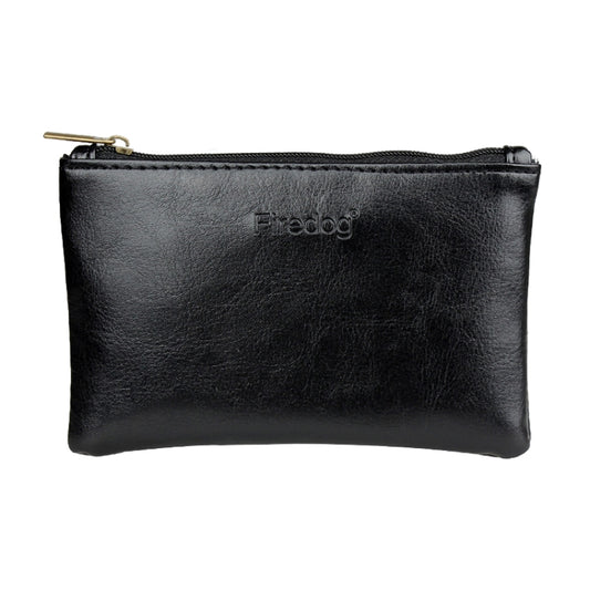 FIREDOG portable tobacco moisturizing bag, black leather-look zipper pouch