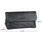 Black cowhide double pipe bag with front flap and FIREDOG logo, compact pouch