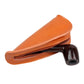 Orange leather portable smoking pipe bag with zipper and curved pipe rest