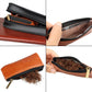 Firedog brown zippered pouch open, showing tobacco filling